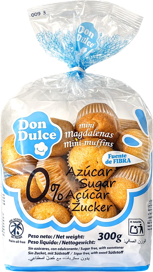 Bolsa de 300&nbsp;g de mini magdalenas 0% Azúcar