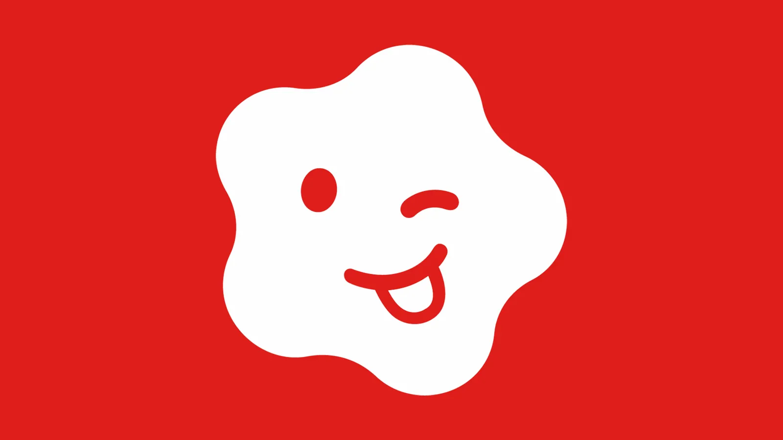 Dondulcín, la carita del logotipo de DonDulce, en blanco sobre rojo
