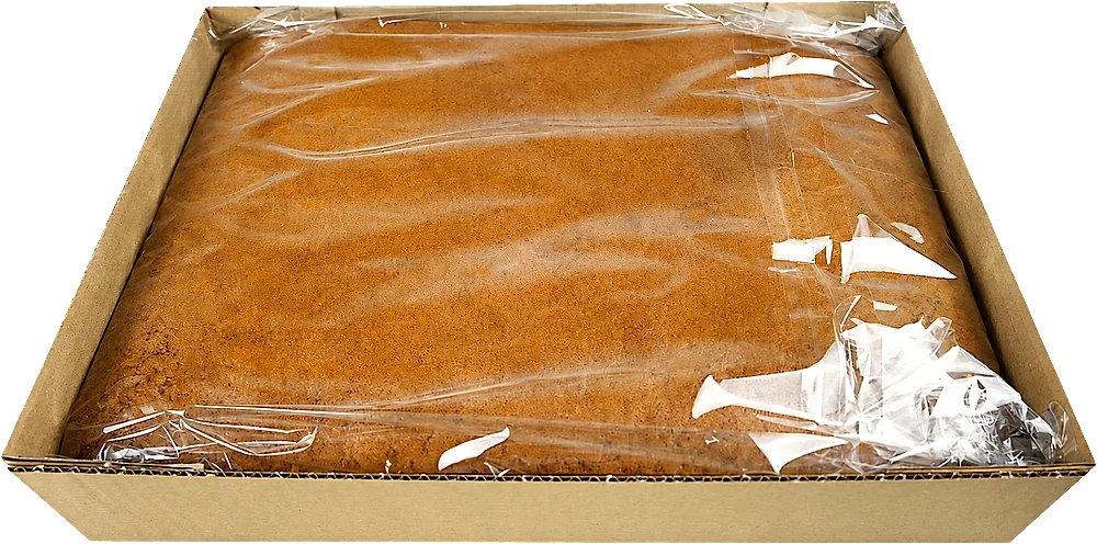 Plancha de bizcocho en su caja, vista desde arriba
